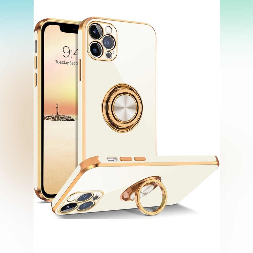 COPY - iPhone 12 Pro Max Case with Ring Holder Rotation Kickstand Shockproof Wh…